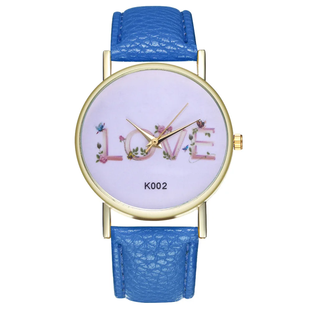

2019 Ladies Clock women Watches Leather printing Analog Quartz Wrist Watch Clock