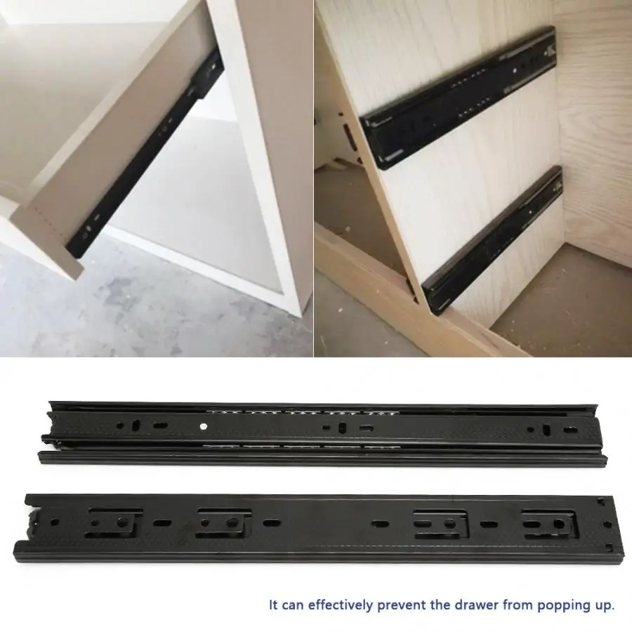 

3-Section Steel Drawer Slides Steel Ball Bearing Slide Runners for Keyboard Cabinet Cupboard Drawer Damping Buffer Soft Close