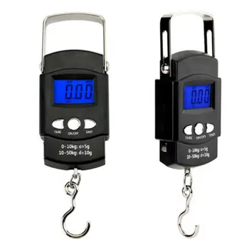 

Portable Backlit LCD Display 110lb/50kg Electronic Balance Digital Fishing Postal Hanging Hook Scale with Measuring Tape W20