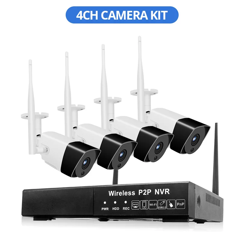 Wetrans камера безопасности 1080P Аудио HD CCTV Wifi камера NVR комплект видеонаблюдения беспроводной открытый водонепроницаемый 4CH 2CH - Цвет: 4CH camera kit