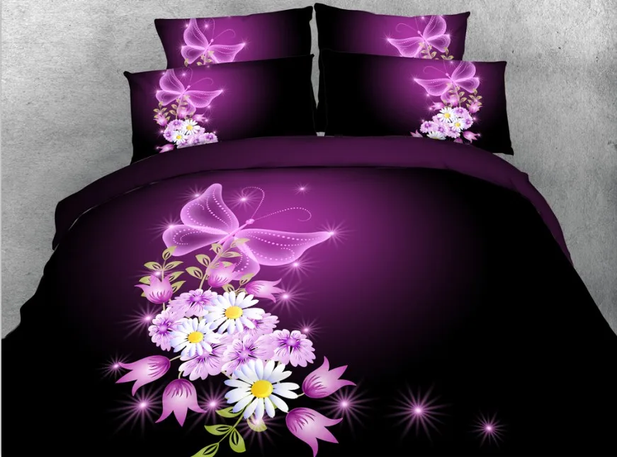 3D Light Purple Feathers ZZD2109 Duvet Cover Bedding Set Quilt Cover Quilt Duvet Cover Pillowcases Bedding