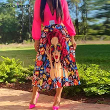 Женская ностальгическая графическая юбка средней длины с узором до середины икры с эластичной резинкой на талии модная повседневная одежда плюс размер пятнистая подкладка плюс размер юбка