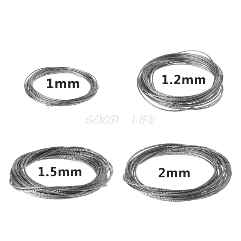 

New 5m 304 Stainless Steel Wire Rope Soft Fishing Lifting Cable 7x7 Clothesline
