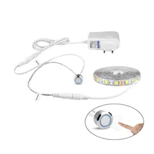 Светодиодный светильник под шкаф DC 12 В SMD светодиодные полосы 5050 бесступенчатый сенсорный переключатель регулирующий Яркость Диммер гибкая лента лампа 2A адаптер питания