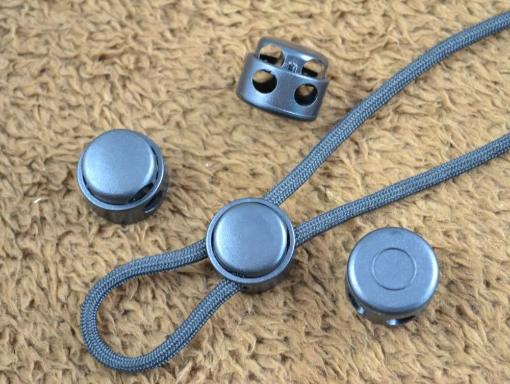 1000pcs 2 Holes Black Plastic Round Cord Lock Stopper Bag & Clothes