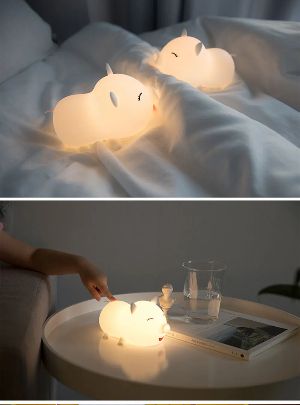 SuperNight Cute Pig LED Night Light Rechargeable Colorful Silicone Animal Touch Sensor Table Lamp Baby Kids Bedroom Bedside Lamp (16)