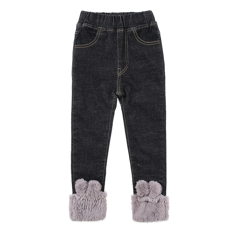 

2008 New Winter Girls Bottom Pants Plush Thickened Children's Jeans Warm Outside Pants