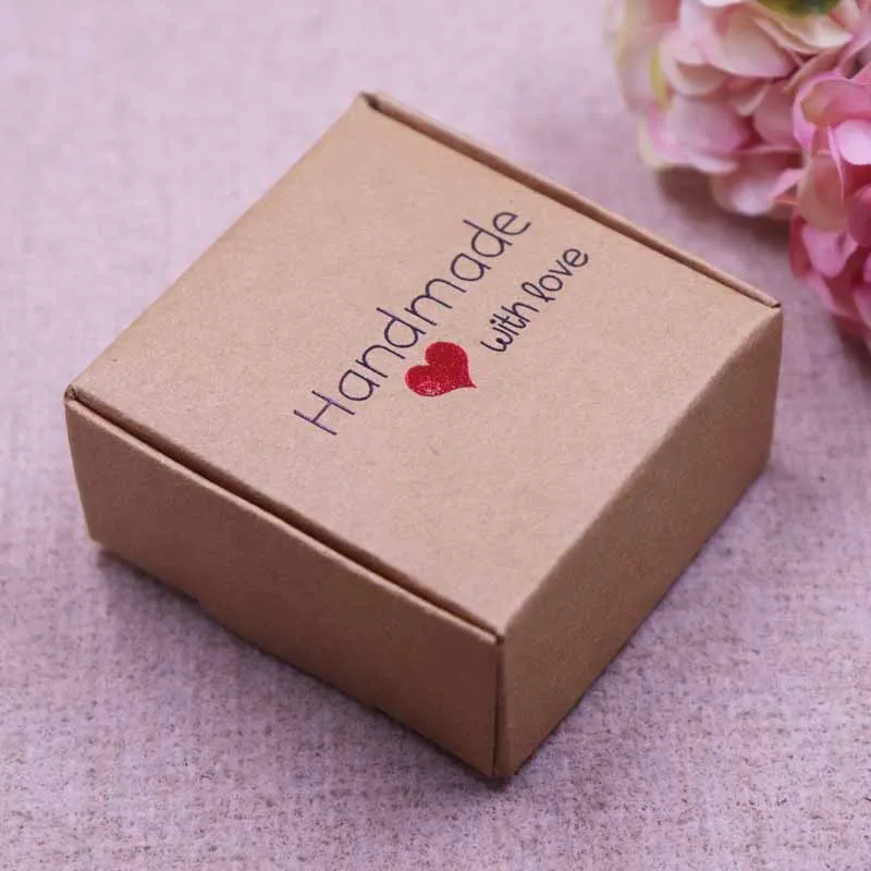 DIY 100 шт, разные стили, Подарочная/конфетная/упаковочная коробка, новинка, ручная работа, с любовью, картонная подарочная посылка и свадебная любимая коробка, красное сердце - Цвет: 55X55X25MM