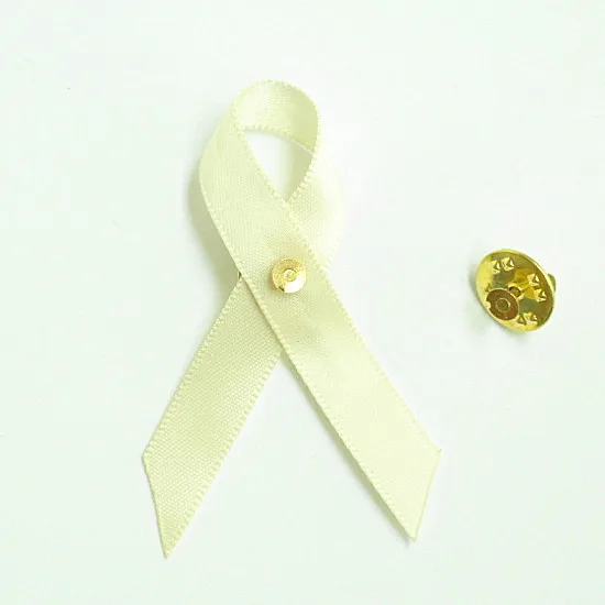100pcs Cream Satin Awareness Ribbon Jewelry Pins Satin Ribbon Pins Free