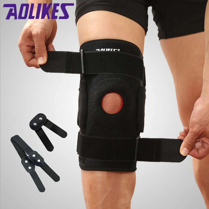 online 1 PCS Apoio do Joelho Segurança Esportes Cinta de Joelho com Dobradiças Policêntrico Profissional Pad Preto Joelho Guarda Protetor Cinta joelheira