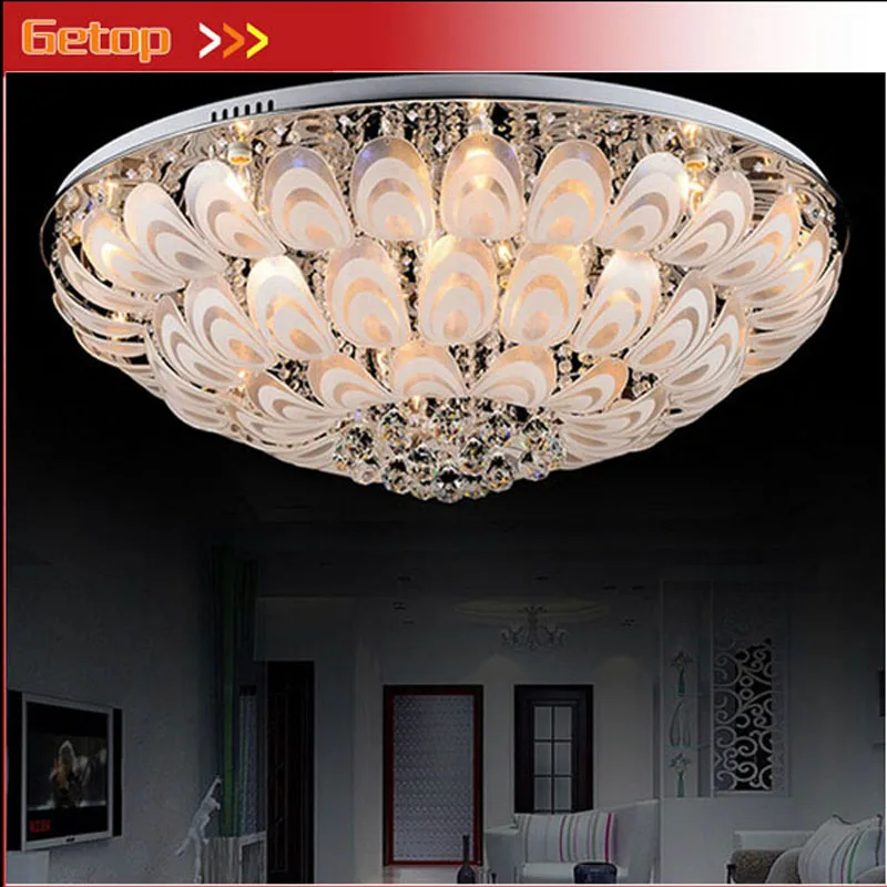 

Circular K9 Crystal Ceiling Lamp Lustres Creative Minimalist Peacock E27 LED Lighting Bedroom Sitting Room Dining Room Lamp