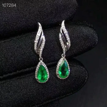 

natural green emerald gem drop earrings S925 silver natural gemstone earrings Elegant Leaf Twist women party gift jewelry