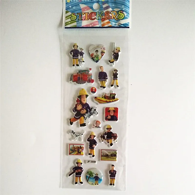 6 листов мультфильм Пожарный Сэм наклейки для детей на ноутбук милый 3D Сэм Юпитер пожарная машина пузырь наклейка холодильник каракули