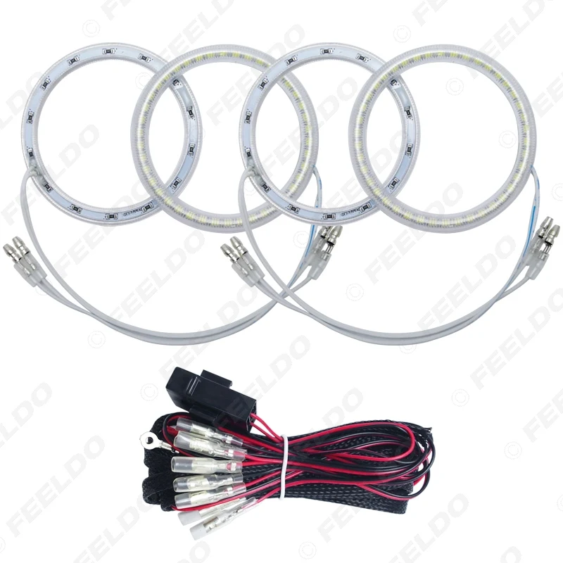 FEELDO 4 шт./компл. Авто 3528SMD Ангельские глазки гало-кольцо для фар для Lada ВАЗ 2114 лампы фар белый цвет желтый, синий; размеры 34–43# FD-1159