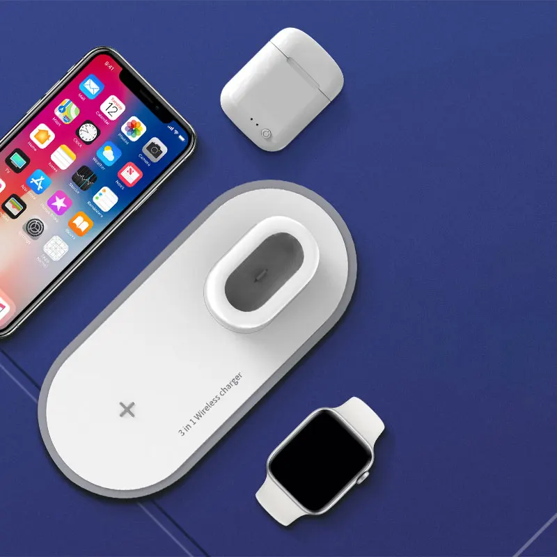 3 In 1 Fast Wireless Charger For iPhone iPhone X XS MAS XR Plus For Apple Watch Airpods Mobile Phone Fast Charge For Samsung