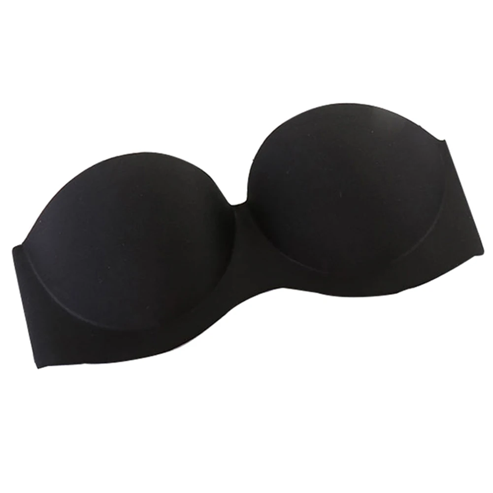 Women Strapless Bra Seamless Backless Soft Breathable 4 Rows 3 Hooks Brassiere GDD99 - Color: Black