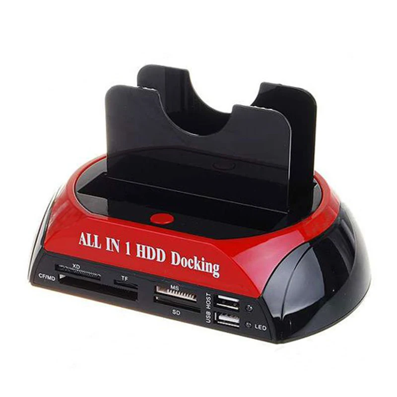 

hot-TCC-S862-DE USB 2.0A SATA IDE Dual-Bay HDD Hard Disk Docking Station with Card Reader and USB 2.0 Hub for 2.5 3.5 Inch IDE