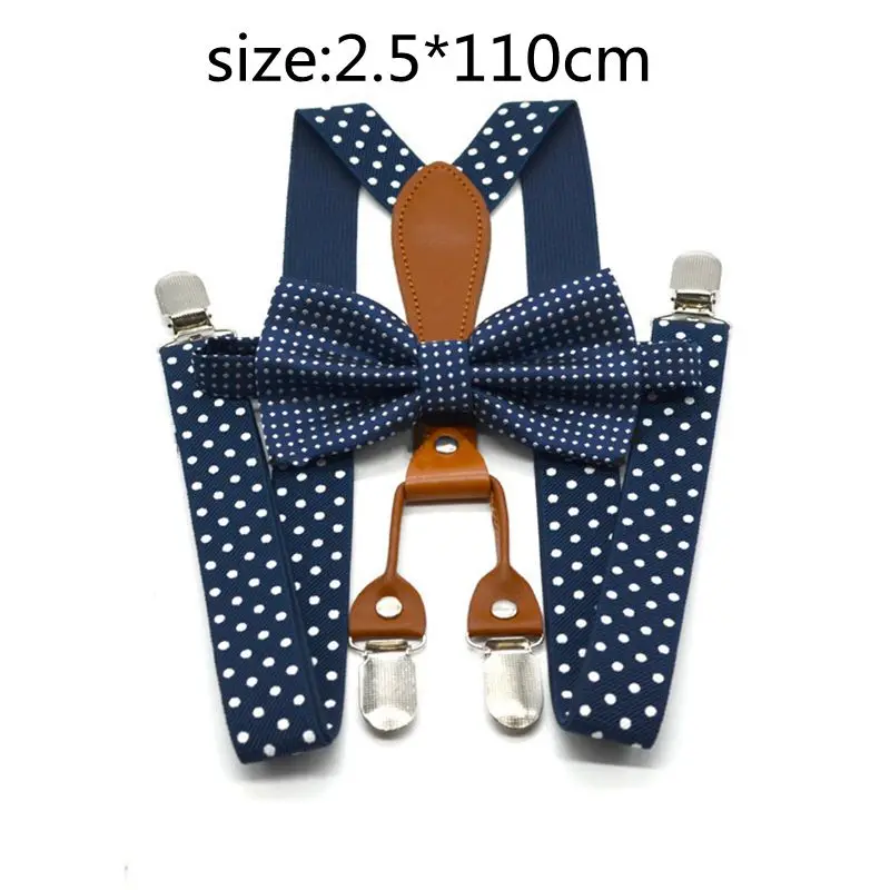 AEbone темно-синий галстук-бабочка подтяжки для мужчин в горошек брюки ремень красная бабочка подтяжки женские подтяжки с 4 зажимами 110 см Sus30 - Цвет: navy