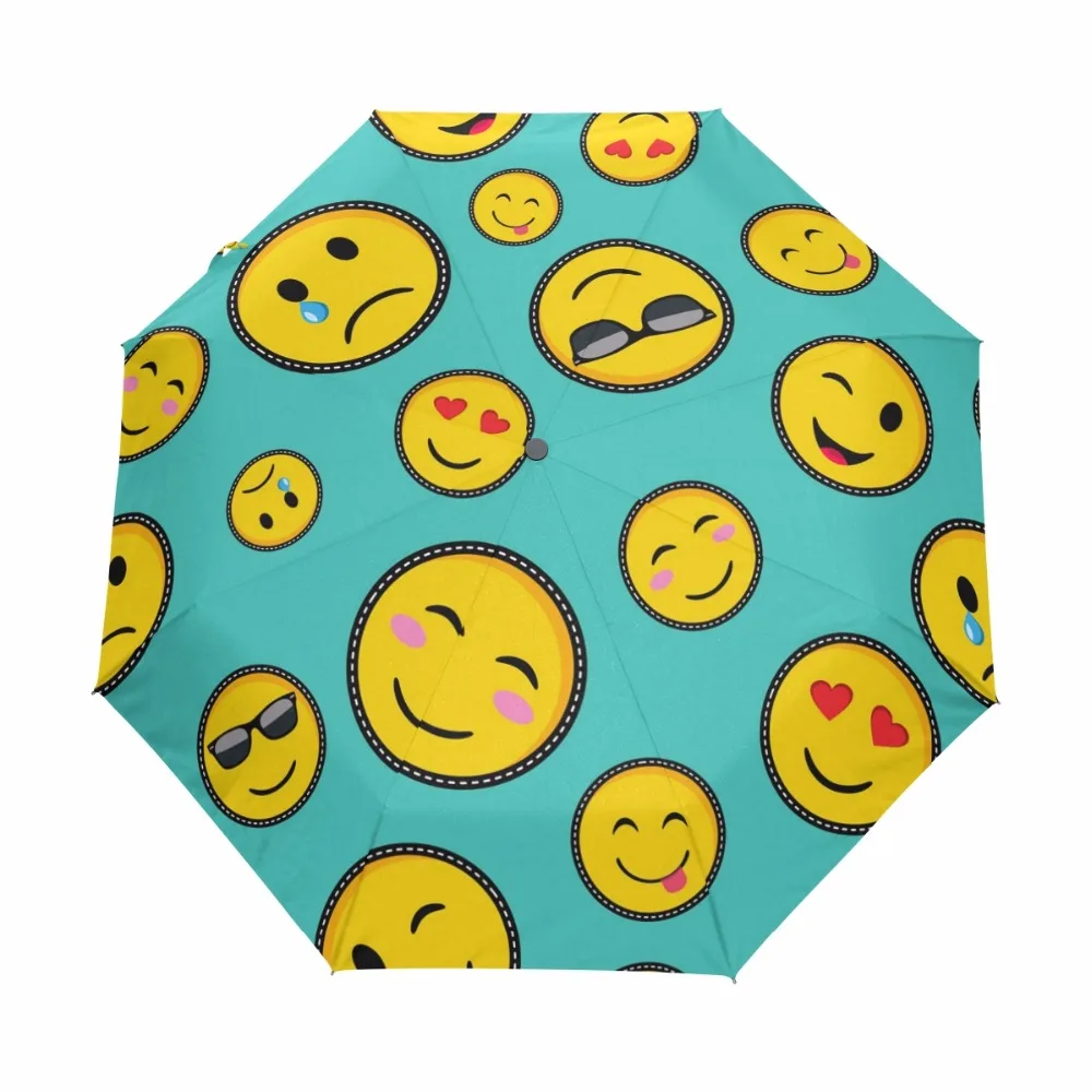 Funny Emoji Pattern Automatic Umbrella Creative Design Men Women