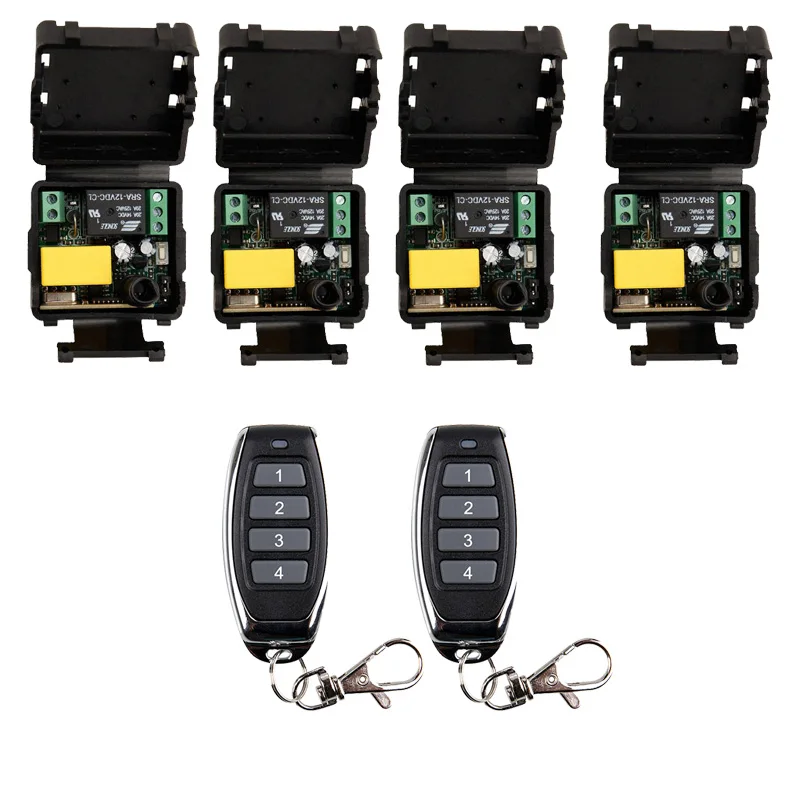 

Universal AC 220V 10A Relay 1CH Wireless RF Remote Control Switch 2*Transmitter+4*Receiver Module,315 / 433 MHz