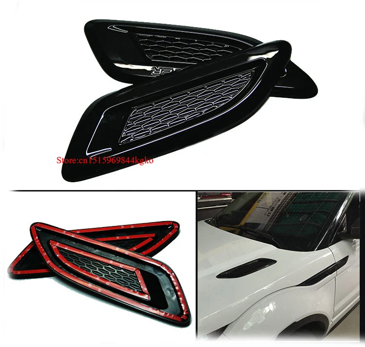 

For Land Rover Range Rover Evoque Black Hood Air Vent Outlet Wing Trim 2012-2016 2pcs