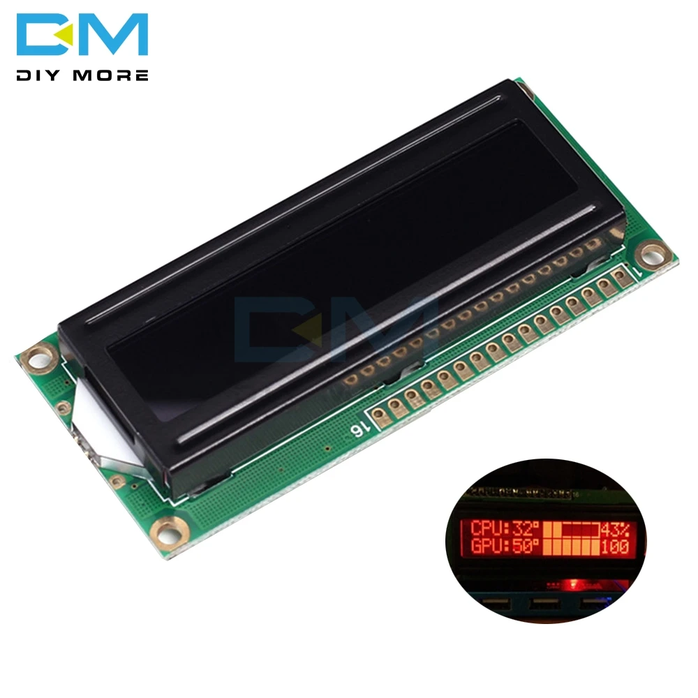 

5V Screen Digital LCD 16x2 Red Character Dot Matrix 1602 Red Display Module Black Background Parallel Port Electronic Board