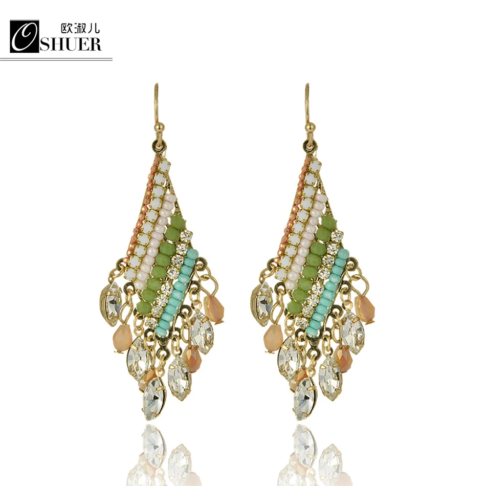 

OSHUER Luxury Handmade Tassel Long Gold Plated Earrings For Woman Jewelry