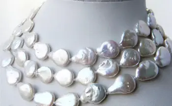 

Nature 49" 12-14 mm White Baroque Coin Freshwater Pearl Necklace