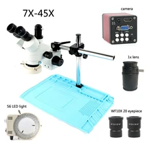 7X-45X Тринокулярный стереомикроскоп z+ 13MP HDMI VGA промышленный микроскоп камера+ 56 светодиодный свет+ стрелы большого размера