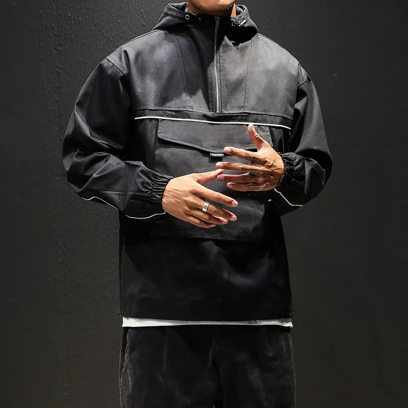 

2019 Workwear jacket men's pilot hooded jacket winter plus velvet large size baseball uniform tide card loose