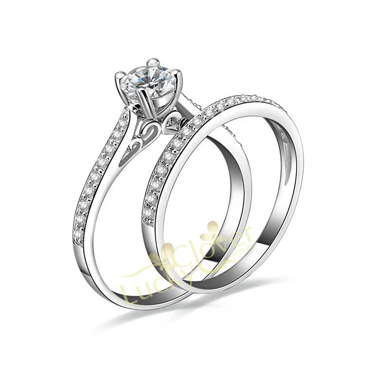 Hot Gold Plated 2 In 1 Nscd Simulation Diamond Wedding Ring Hot Gold Plated 2 In 1 Nscd Simulation Diamond Wedding Ring Set For Women Whole Jewelry Free Shipping Rings From Accessories On