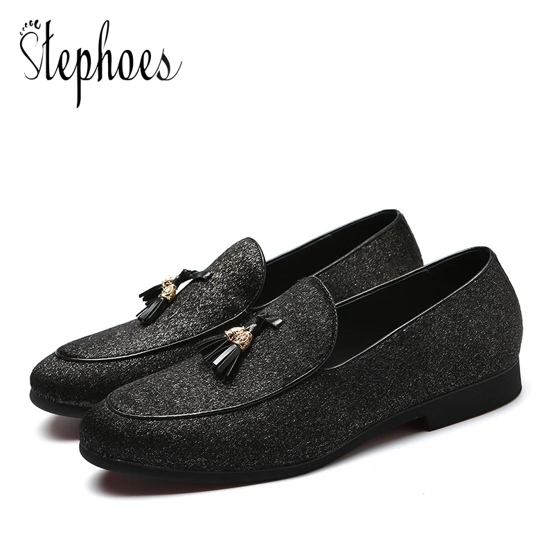 

Stephoes Luxury Brand Men Fashion Loafers Spring Autumn Leather Pointed Toe Tassels Loafers Smoking Slippers Men Oxfords Shoes