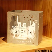 Креативная ручная работа 3D Бумажная гравировка модель Парижа города память о поездке поздравительная открытка на день рождения