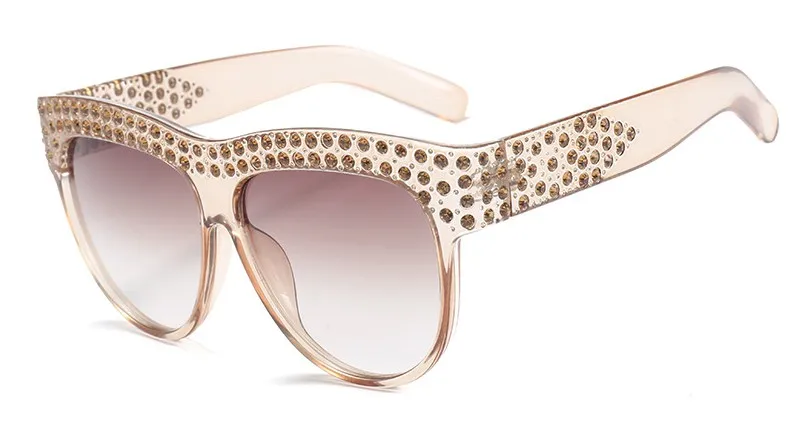 Для женщин Роскошные солнцезащитные очки со стразами и квадратным большой кадр алмазные очки UV400 Модные оттенки 45344