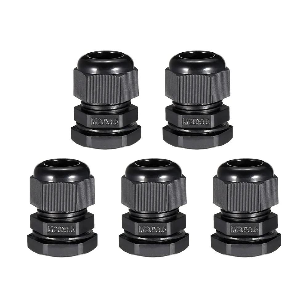 

UXCELL 5pcs PG7M20x1.5/M16x1.5/M12x1.5/PG7 Black/White Cable Gland Plastic Adjustable Fixing Connector Water Resistance