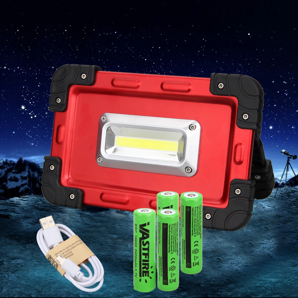 with battery 30 Вт COB рабочий светильник водонепроницаемый аварийный USB Перезаряжаемый прожектор внешний аккумулятор аварийный уличный светильник для сада - Испускаемый цвет: with battery