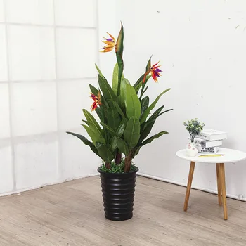

Artificial flowers greenery 120cm 3 forks bird of paradise trees without pot home decoration bonsai artificial plants