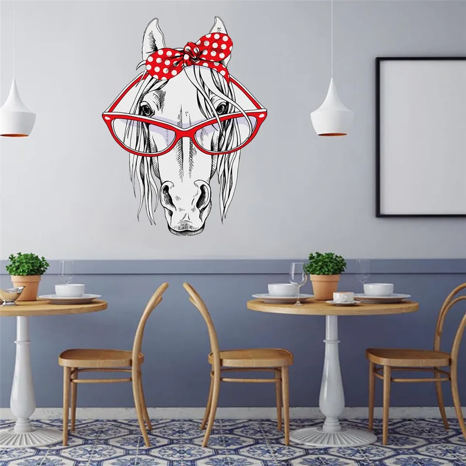 Wall Sticker Diy Wallpaper Bow Horse Head Home Decor Wall Decals Baby Room Bedroom Window Decorative Nursery Poster