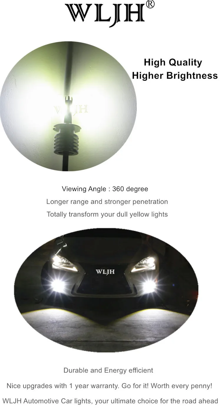 Feixe de Luz de Nevoeiro Luz de Condução Wljh Carro h3 Levou Lâmpada Automóvel Daytime Running Luz Drl Farol Baixo 12 v 24 2x 800lm 30 w 7 Farol nebl. carro