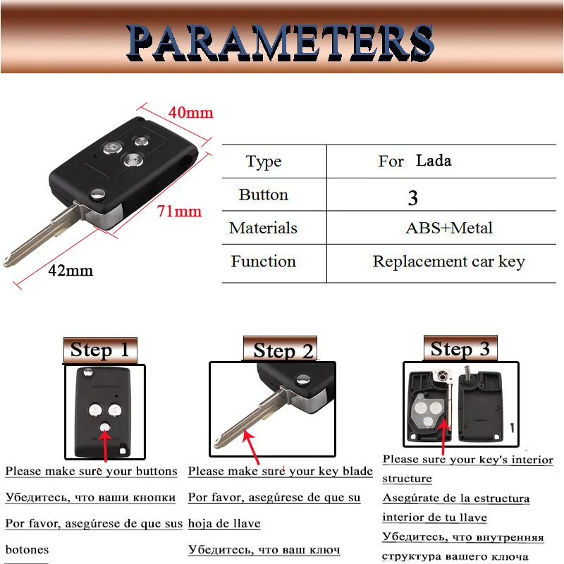 3 кнопки изменение флип складной пульт дистанционного ключа автомобиля Замена чехол FOB для Лада стиль или ключ опционально