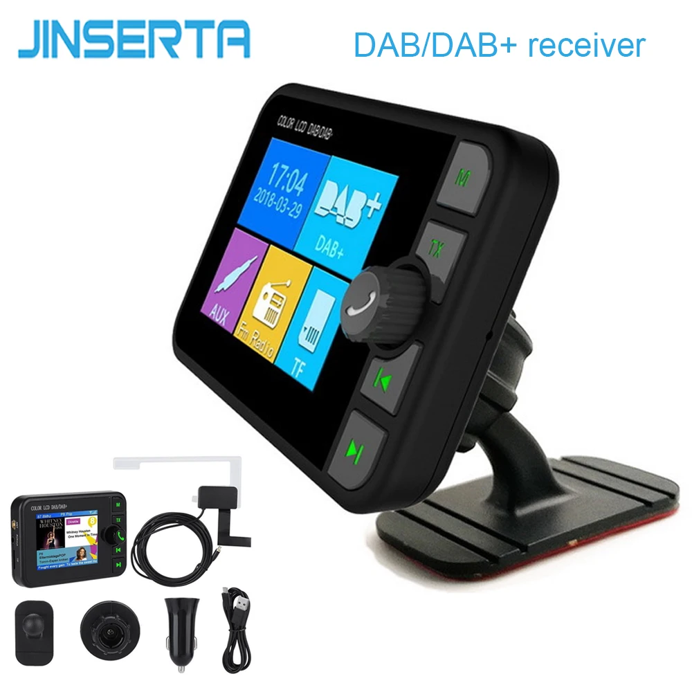 JINSERTA мини DAB радиоприемник цветной TFT Bluetooth fm-передатчик+ Антенна MCX 3,5 мм аудио выход DAB тюнер Поддержка TF