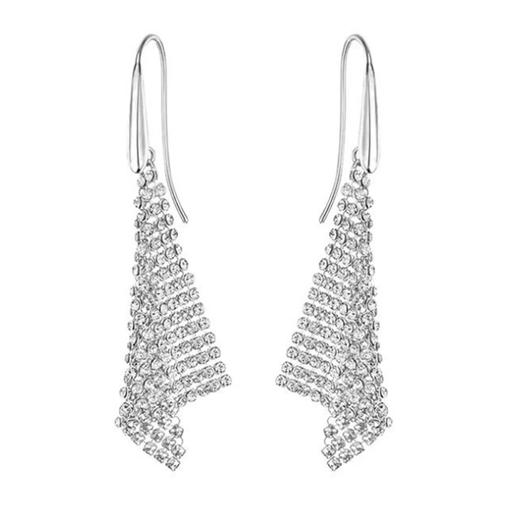 

Fanier New Geometric Charm Feather Zircon Tiles Mode Geometric Personality Ladies Free Fret Earring Temperatures