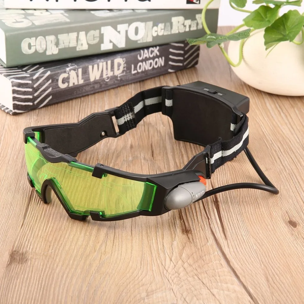 

Adjustable Windproof Elastic Band Night Vision Goggles Glass Children Protection Glasses Green Lens Eye Shield With LED