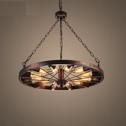 

Creative Loft Style Wheel Vintage Pendant Light Fixtures Antique Industrial Lamp Hanging For Dining Room Indoor Lighting