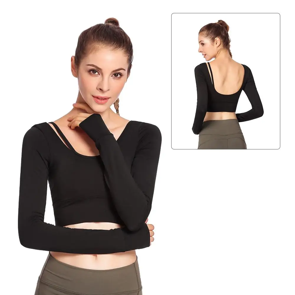 Backless Yoga Clothing Long Sleeve T Shirt Women Running Sportswear