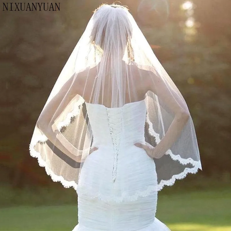 

Romantic White Ivory Short Wedding Veils with Comb Bridal Veil veu de noiva longo Wedding Decoration Wedding Accessories