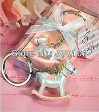 500pcs/lot Party Wedding children gift Favors Valentine’s Rocking Horse Key Chain Keychain pink/blue wk001