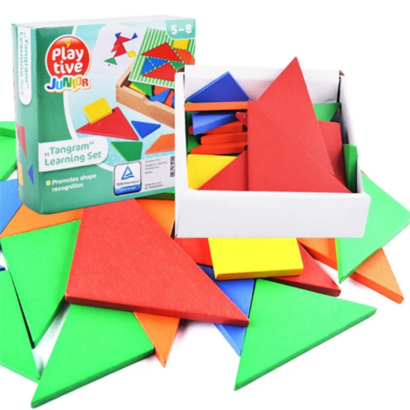 32 шт Цвет изменены DIY головоломки Пазлы игрушки деревянные детские развивающие игрушки для детей играть в Джуниор Танграм Обучающий набор