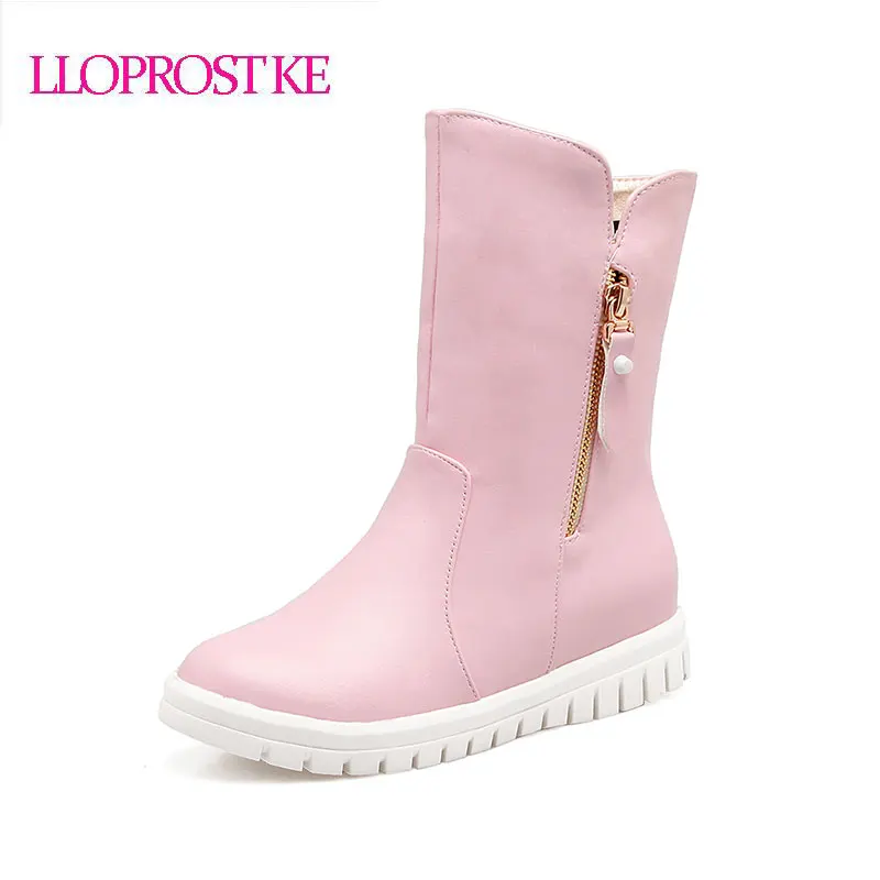 

Lloprost Ke women ankle Boots Increasing Heel Shoes Winter Boots platform snow boots round toe short boots botas Plus Size GL040