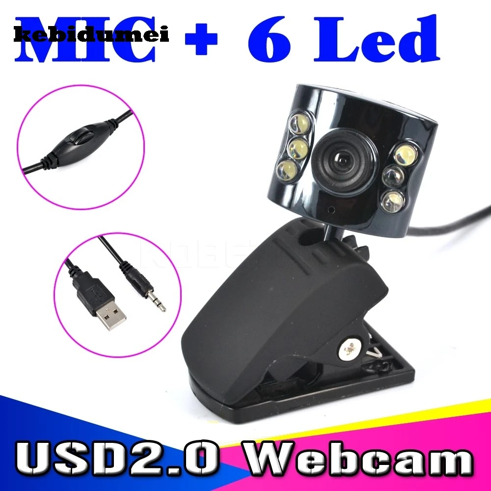 Kebidumei HD USB 2 0 камера Веб + 6 Led светильник диммер 30 м веб с микрофоном для ПК